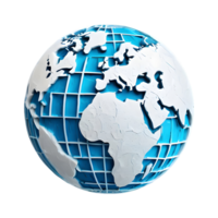 AI generated Stylized Globe icon symbol 3d isolated on transparent background png