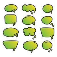 Hand-drawn chat bubble collection with gradient green and yellow. Vector illustration