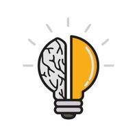 Idea illustration of a light bulb combined with half a brain. Vector illustration.