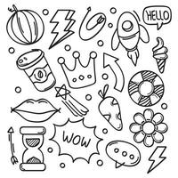 Abstract scribble icons hand-drawn doodle line. Vector illustration.