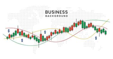 Line chart, bar chart, and candlestick chart on a business background vector