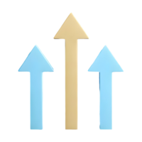 ai généré Trois en haut directionnel flèches icône symbole 3d isolé sur transparent Contexte png