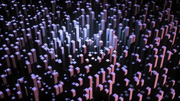 resumen 3d animación con creciente de colores cuadrícula. animación. retráctil arriba 3d rectangular bloques con hermosa multicolor luces foto