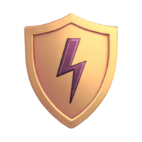 AI generated Power Shield Icon symbol 3d isolated on transparent background png