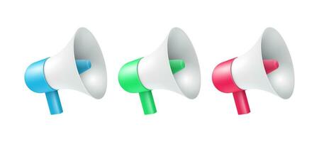 3d megaphone. Speaker loudspeaker for marketing announce. Comment attention, advertising, problem notice and announcement. Speakerphone 3d render icon vector