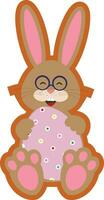 Easter bunny cookie in cartoon style. Easter sugar cookie with bunny vector