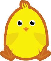 Easter cookie with yellow chick in cartoon style. Easter sugar cookie template vector