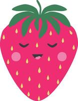 Vector strawberry with smiling face in cartoon style