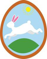 Easter cookie with white bunny in cartoon style. Easter sugar cookie template vector