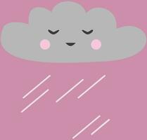 Cute rainy cloud in cartoon style. Weather forecast icon vector