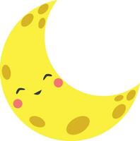 Cute half moon with smiling face in cartoon style vector