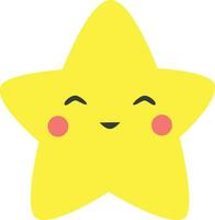 Cute star with smiling face in cartoon style vector
