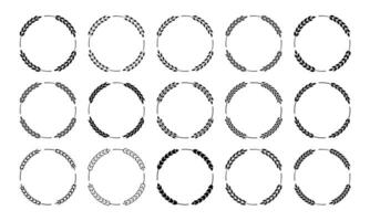 trigo orejas marcos redondo trigo, cebada y centeno, arroz fronteras circular diseño elementos para cerveza, un pan pegatina y panadería, harina producto envase paquete. vector conjunto