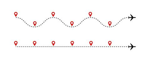 línea de tiempo avión ruta rayado línea con rojo mapa patas, avión viaje camino gráfico con seis pasos. éxito negocio proceso diagrama vector líneas de tiempo infografia