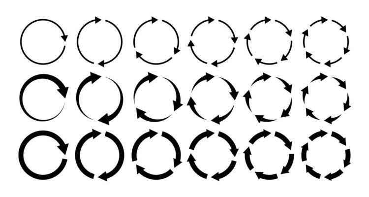 Circle arrows. Circular process, rotate infographic element. Round step loop, sync loading arrow symbol. Rotation option editable stroke vector recycle refresh signs