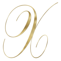 d'or lettre cursive style lettre X png