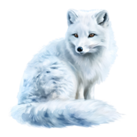 AI generated arctic fox sitting, AI generated. png