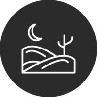 Desert Night Landscape Vector Icon