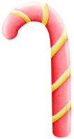 doce ou caramelo dentro a forma do uma Rosa doce bengala com uma amarelo listra. png