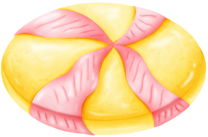 yellow circle candy Topped with pink png