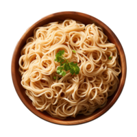 AI generated Bowl of instant noodles with parsley on transparent background png