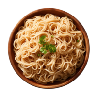 AI generated Bowl of instant noodles with parsley on transparent background png