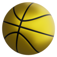 Basketball metallic gold clipart flat design icon isolated on transparent background, 3D render sport and exercise concept png