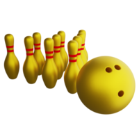 Bowling metallic gold clipart flat design icon isolated on transparent background, 3D render sport and exercise concept png