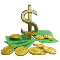 Dollar currency clipart flat design icon isolated on transparent background, 3D render business and finance concept png