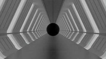 A spacious enclosed space of a light shade. Design.A light gray tunnel in animation smoothly moving in different directions. photo