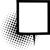 noir et blanc pop art polka points demi-teinte discours bulle ballon icône autocollant note mot-clé planificateur texte boîte bannière, plat png transparent élément conception