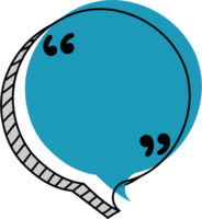 3d blue color speech bubble balloon with quotation marks icon sticker memo keyword planner text box banner, flat png transparent element design