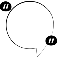 Black and white speech bubble balloon with quotation marks, icon sticker memo keyword planner text box banner, flat png transparent element design