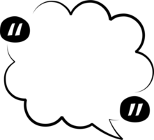 Black and white speech bubble balloon with quotation marks, icon sticker memo keyword planner text box banner, flat png transparent element design