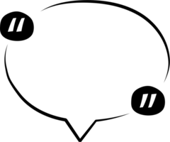 Black and white speech bubble balloon with quotation marks, icon sticker memo keyword planner text box banner, flat png transparent element design