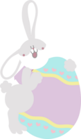 contento Pascua de Resurrección con conejito Conejo y huevo, plano png transparente dibujos animados personaje diseño