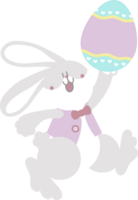 contento Pascua de Resurrección con conejito Conejo y huevo, plano png transparente dibujos animados personaje diseño