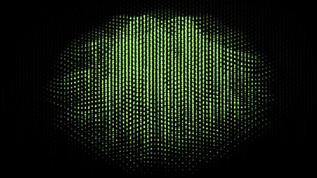 Black background with green and white crumbling glitter. Design. Dark background with fountains of sequins made in computer graphics. photo