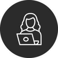 Woman Using Laptop Vector Icon