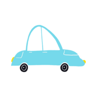 dibujos animados brillante azul pasajero coche. lado vista. transporte en escandinavo estilo, vistoso transporte. imágenes transporte o vehículo para niños. png