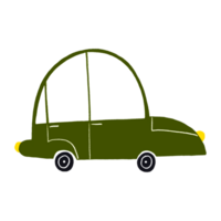 Cartoon green passenger car. Side view. Transport in Scandinavian style, colourful transport. Images transport or vehicle for children. png