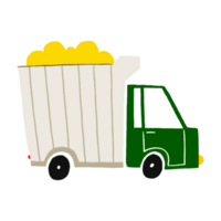 süß Kind Dump LKW mit Ladungen. einfach eben Kinder Illustration auf isoliert Hintergrund. süß Fahrzeuge zum Kinder Design. png