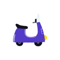 Cute kid motocycle. Retro Scooter. Simple flat kids illustration on isolated background. Cute vehicles for kids design. png