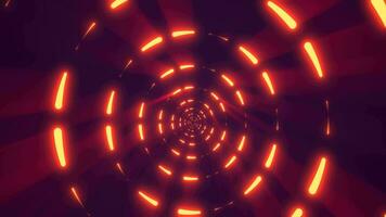 Yellow energy digital circles tunnel frame made of lines and dots futuristic magical glowing bright. Abstract background. Video in high quality 4k, motion design