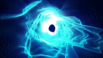 Abstract glowing light hi-tech energy blue electric tunnel frame of lines and particles tunnel futuristic, abstract background video