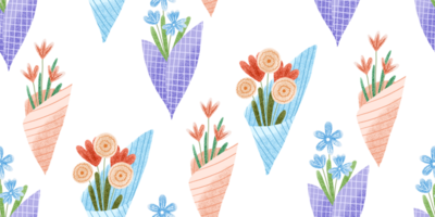 desatado Primavera padronizar com buquês do flores simples plano ilustração. Projeto para moda , tecido, têxtil, papel de parede, invólucro e impressões png