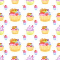 Seamless pattern cake watercolor png