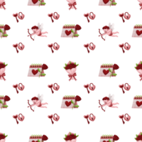 Watercolor Valentine's Day Seamless Pattern png