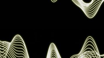 Wave pulsations of stripes on black background. Design. Bands vibrate in wavy curves. Wavy lines move along edges of black background photo