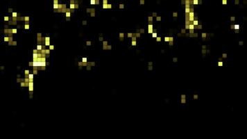 Colorful blurred squared particles moving and blinking on a black background. Motion. Design of a retro game. photo